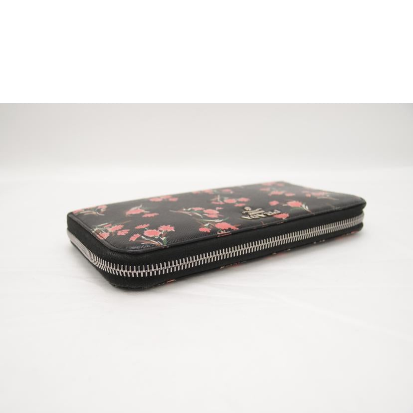 PRADA プラダ 花 フラワー 黒 シルバー金具 レディース/サフィアーノ ラウンドファスナー長財布/ブラック/1ML506//55/ABランク/69