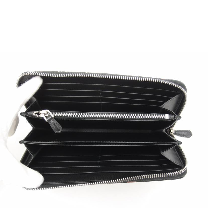 PRADA プラダ 花 フラワー 黒 シルバー金具 レディース/サフィアーノ ラウンドファスナー長財布/ブラック/1ML506//55/ABランク/69