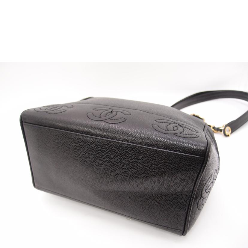 CHANEL シャネル トート 肩掛け 黒 レザー ゴールド金具 キャビアスキン/トリプルココマークチェーンショルダー/ブラック//4509635/Aランク/69