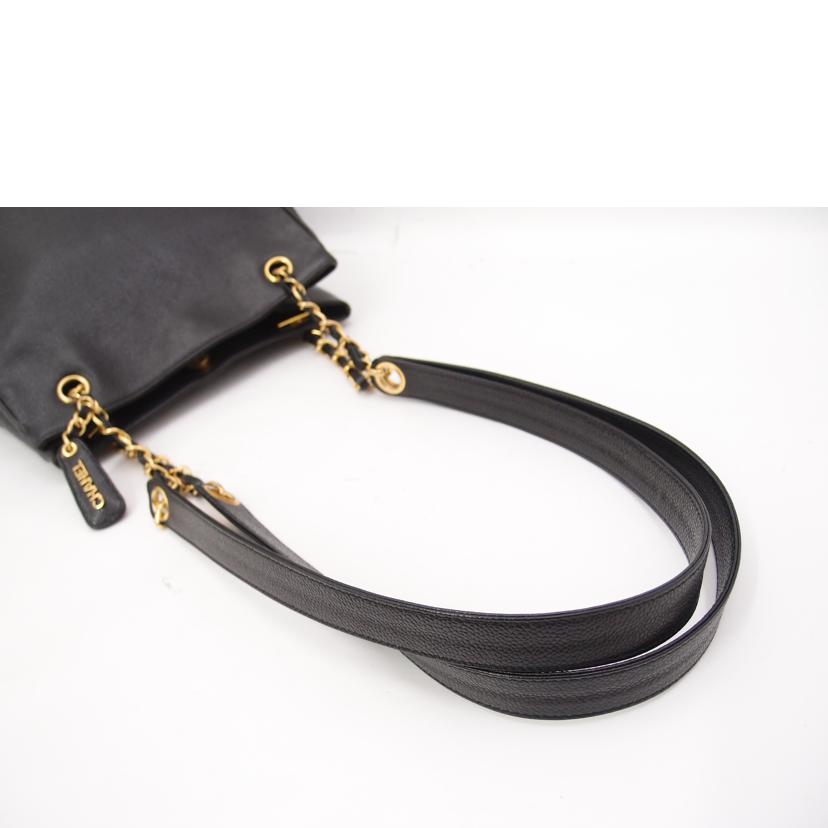CHANEL シャネル トート 肩掛け 黒 レザー ゴールド金具 キャビアスキン/トリプルココマークチェーンショルダー/ブラック//4509635/Aランク/69