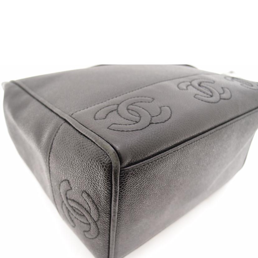 CHANEL シャネル トート 肩掛け 黒 レザー ゴールド金具 キャビアスキン/トリプルココマークチェーンショルダー/ブラック//4509635/Aランク/69