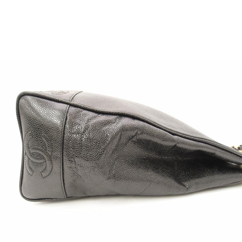 CHANEL シャネル トート 肩掛け 黒 レザー ゴールド金具 キャビアスキン/トリプルココマークチェーンショルダー/ブラック//4509635/Aランク/69