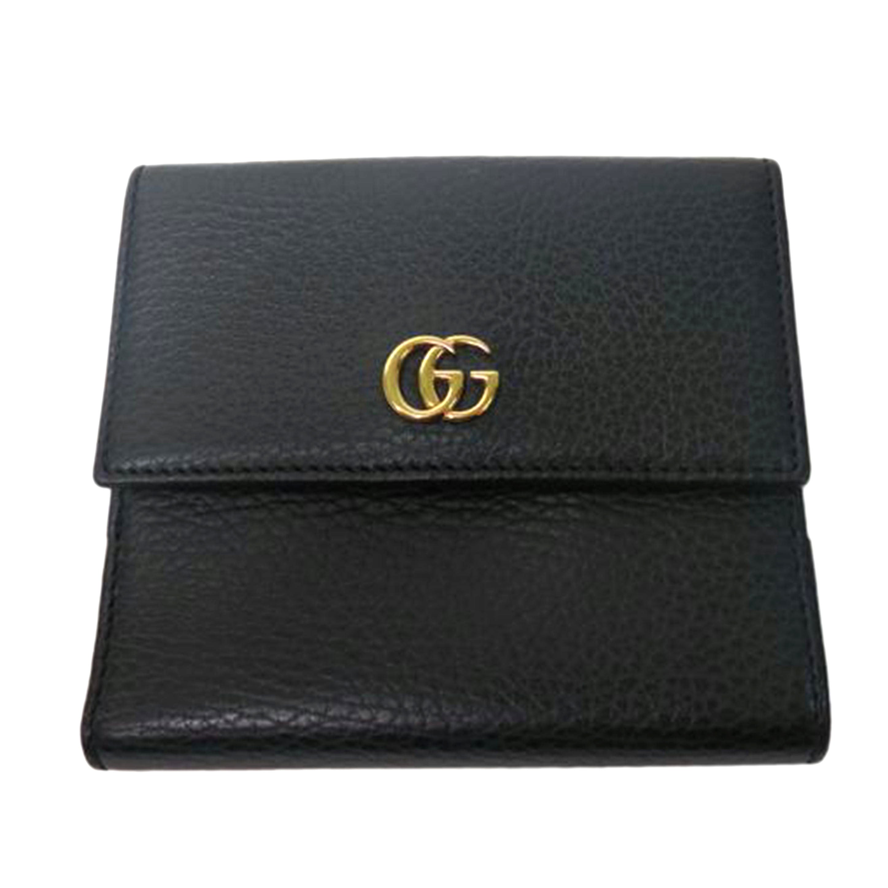 GUCCI グッチ/ GGマーモントWホック財布/黒/456122//496334/Aランク/84