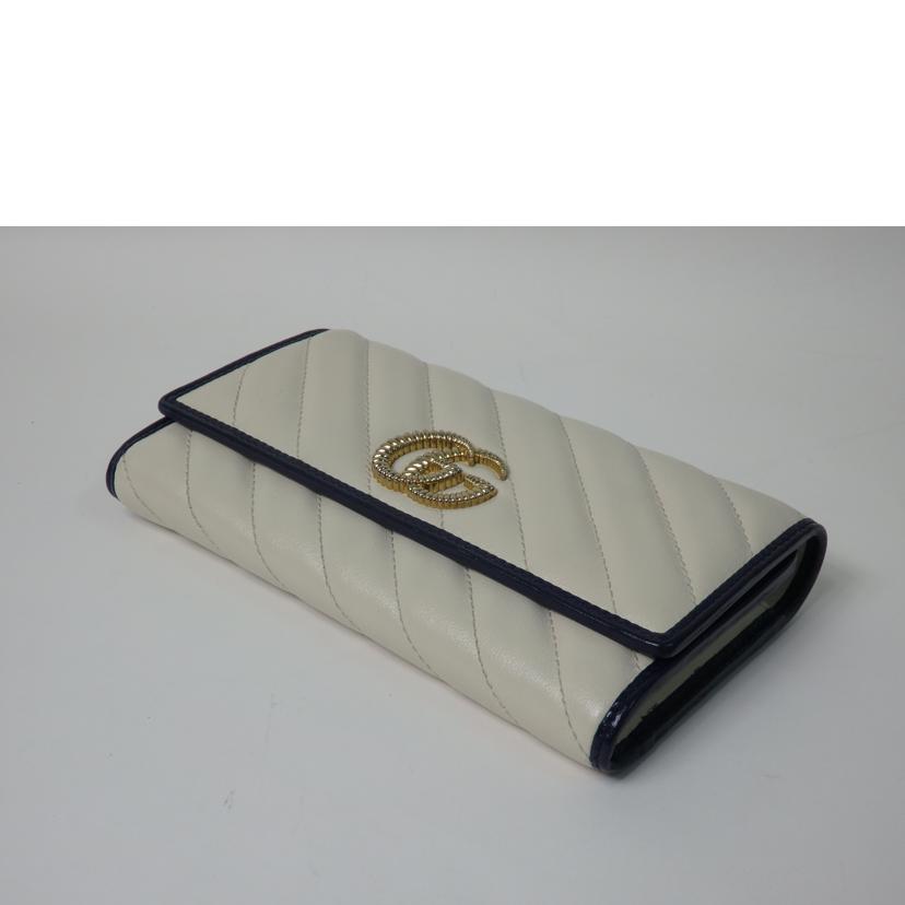 GUCCI グッチ/GGマーモント/コンチネンタルウォレット/ホワイト×ネイビー/573809//496085/ABランク/84
