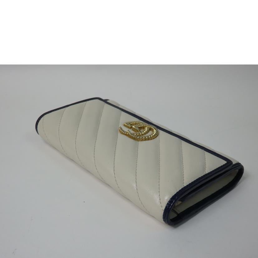 GUCCI グッチ/GGマーモント/コンチネンタルウォレット/ホワイト×ネイビー/573809//496085/ABランク/84
