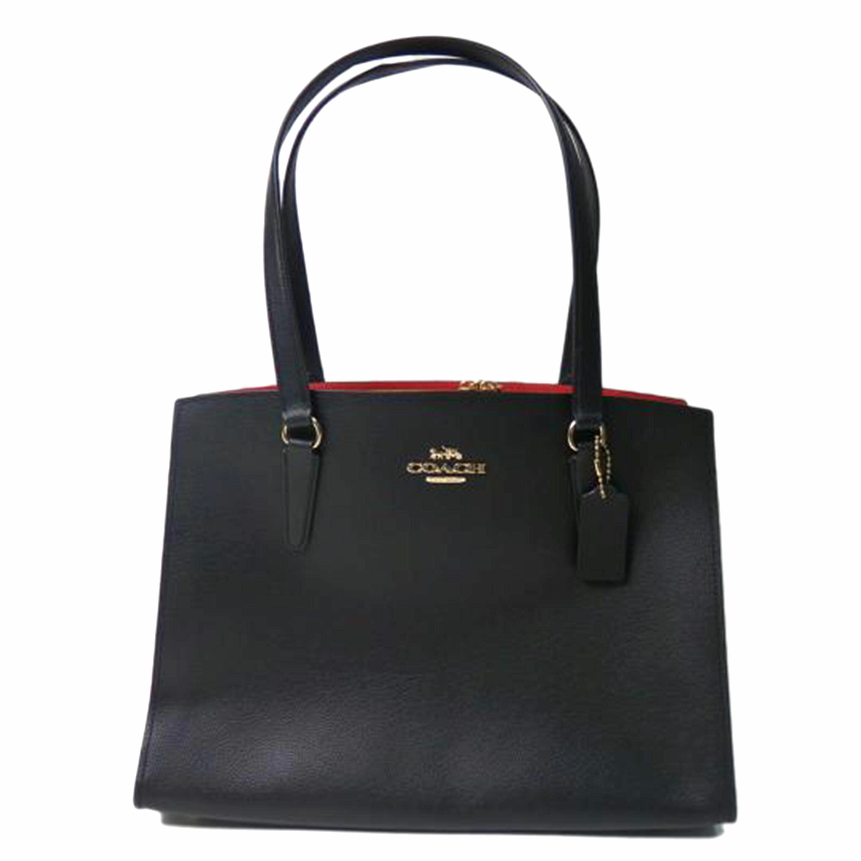 COACH コーチ/テイタムキャリーオールトートバッグ/黒×赤/C4077//C2132/Sランク/84