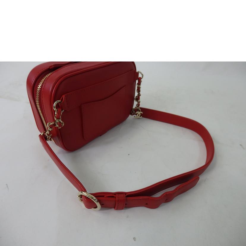 CHANEL シャネル/ココマークウエストバッグ/ボディバッグ/ラムスキン/赤/ゴールド金具//275*****/Aランク/84