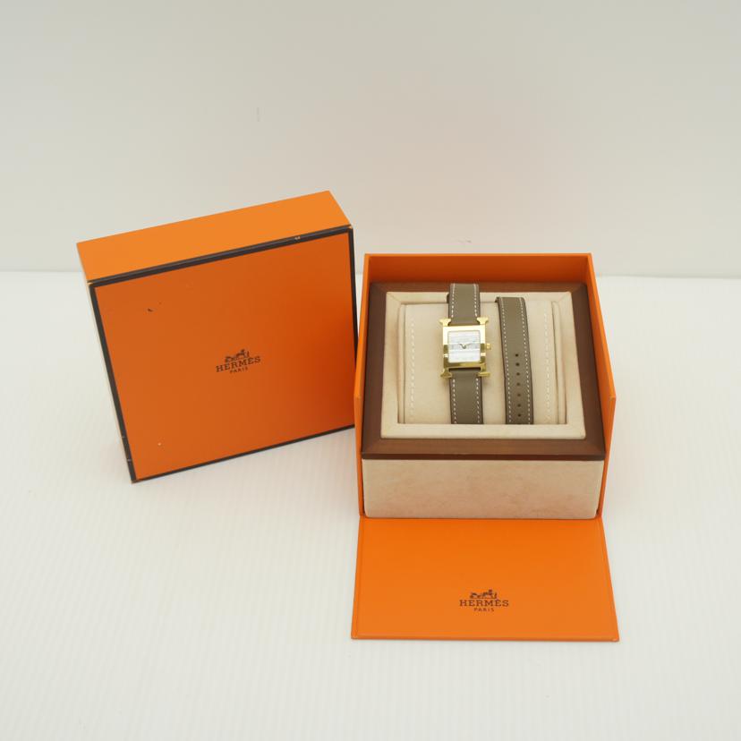 HERMES エルメス/Hウォッチ・ドゥブルトゥール/サンビームホワイト/クオーツ/HH1.201//3097949(A刻印)/ABランク/75