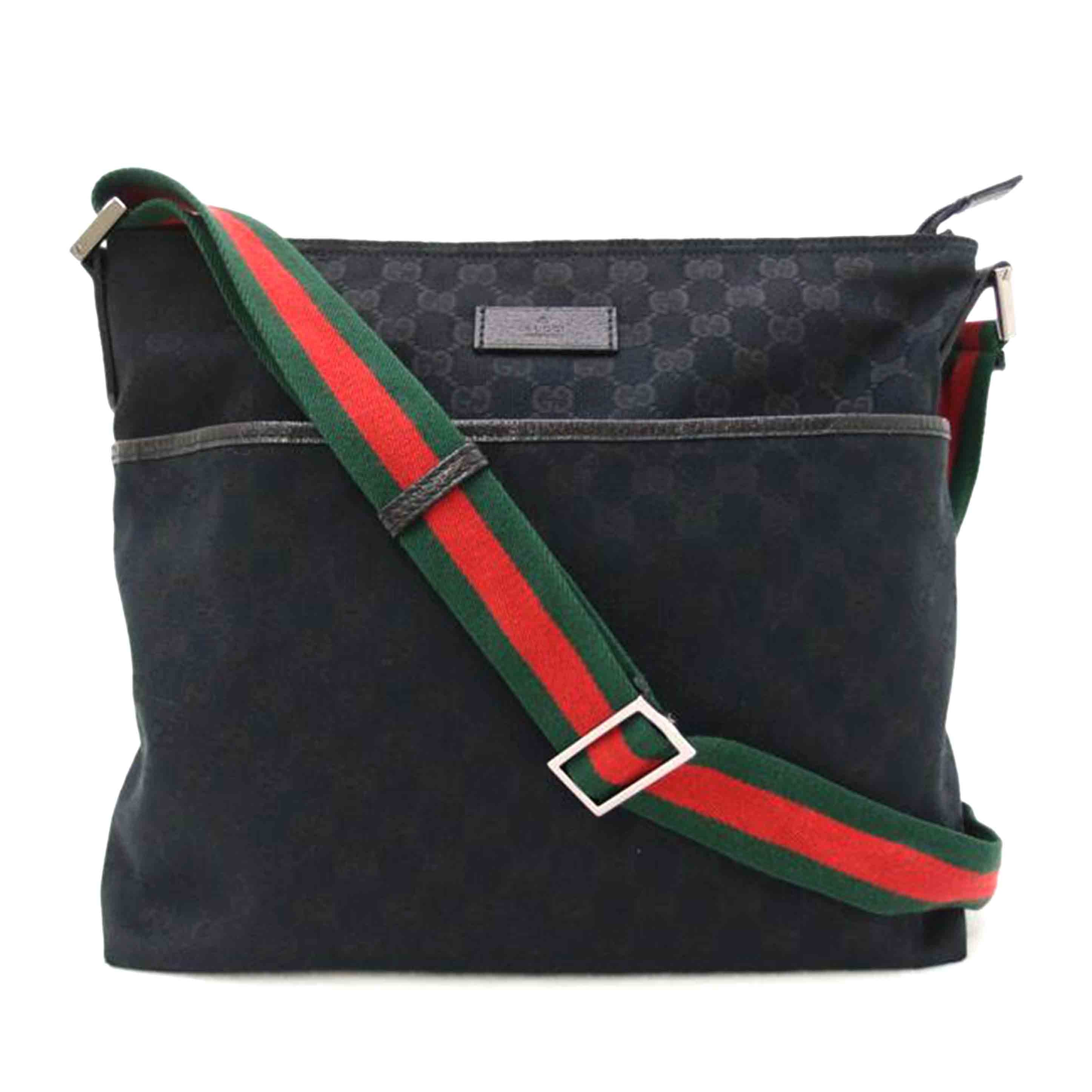 GUCCI グッチ 黒 斜め掛け 肩掛け レディース メンズ/GGキャンバスショルダー/ブラック/189751//213***/Aランク/69