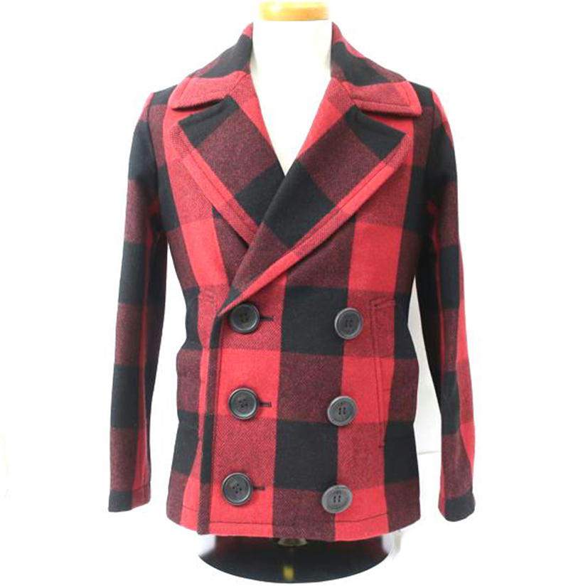 TMT ティー・エム・ティー/バッファロー チェック ペア コート Pコート BAFFALO CHECK PEA COAT red/TJK-F1708//Aランク/65