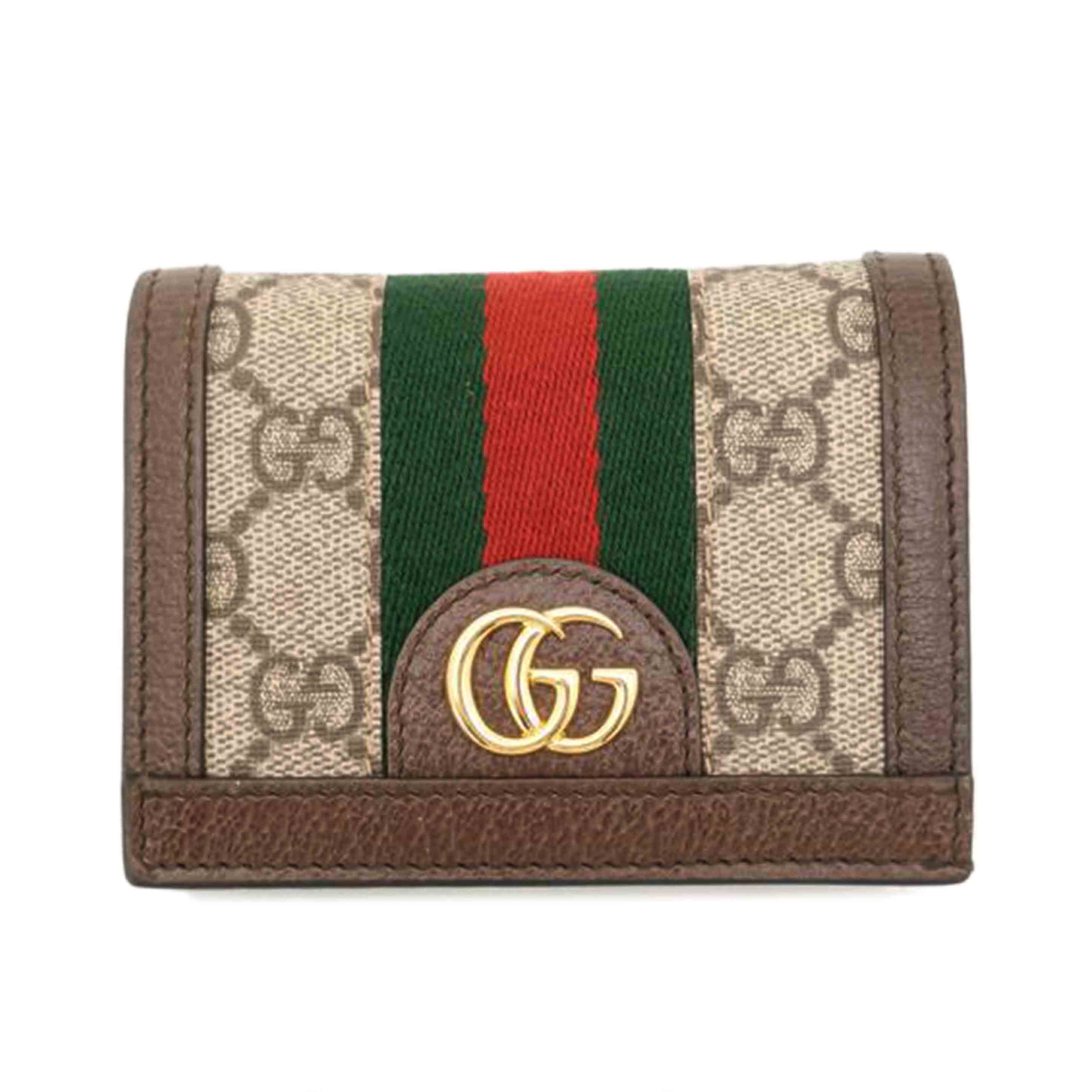 GUCCI グッチ GGスプリーム 二つ折り財布 レディース/オフィディア コンパクト財布/ブラウン/523155//041*/Aランク/69