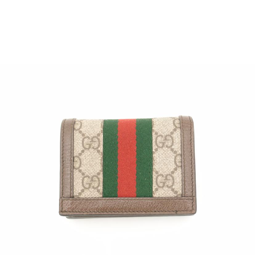 GUCCI グッチ GGスプリーム 二つ折り財布 レディース/オフィディア コンパクト財布/ブラウン/523155//041*/Aランク/69