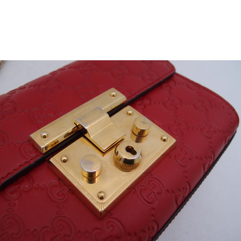 GUCCI グッチ ポシェット 斜め掛け 肩掛け 赤 スモール レディース/グッチシマパドロックチェーンショルダー/レッド/409487//525***/ABランク/69