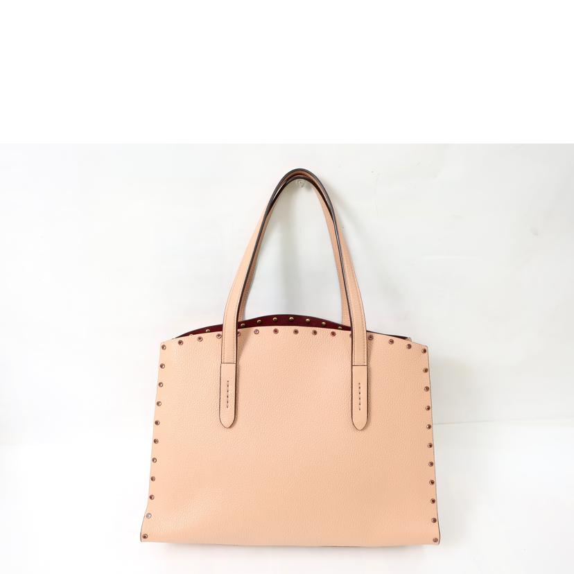 COACH コーチ/チャーリーキャリーオールクリスタルリベット 2wayトート ピンクベージュ/38629//G1881/Aランク/65