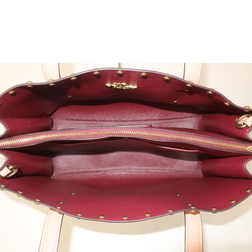 COACH コーチ/チャーリーキャリーオールクリスタルリベット 2wayトート ピンクベージュ/38629//G1881/Aランク/65