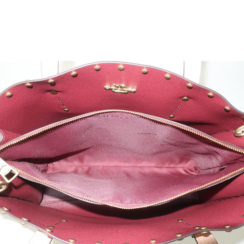 COACH コーチ/チャーリーキャリーオールクリスタルリベット 2wayトート ピンクベージュ/38629//G1881/Aランク/65