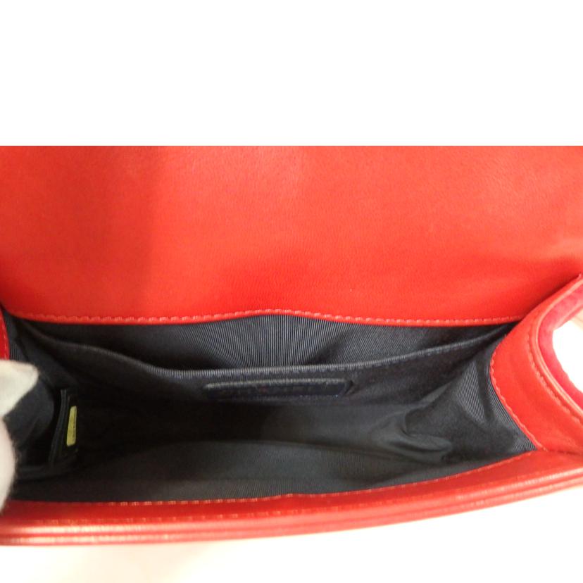 CHANEL シャネル/ボーイシャネルチェーンショルダーバッグ/ベロア/赤/チェック柄/A67086//182*****/ABランク/84