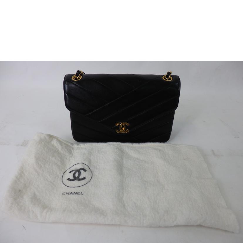 CHANEL シャネル/ココマークWチェーンバッグ/Vステッチ/黒/ゴールド金具//281****/ABランク/84