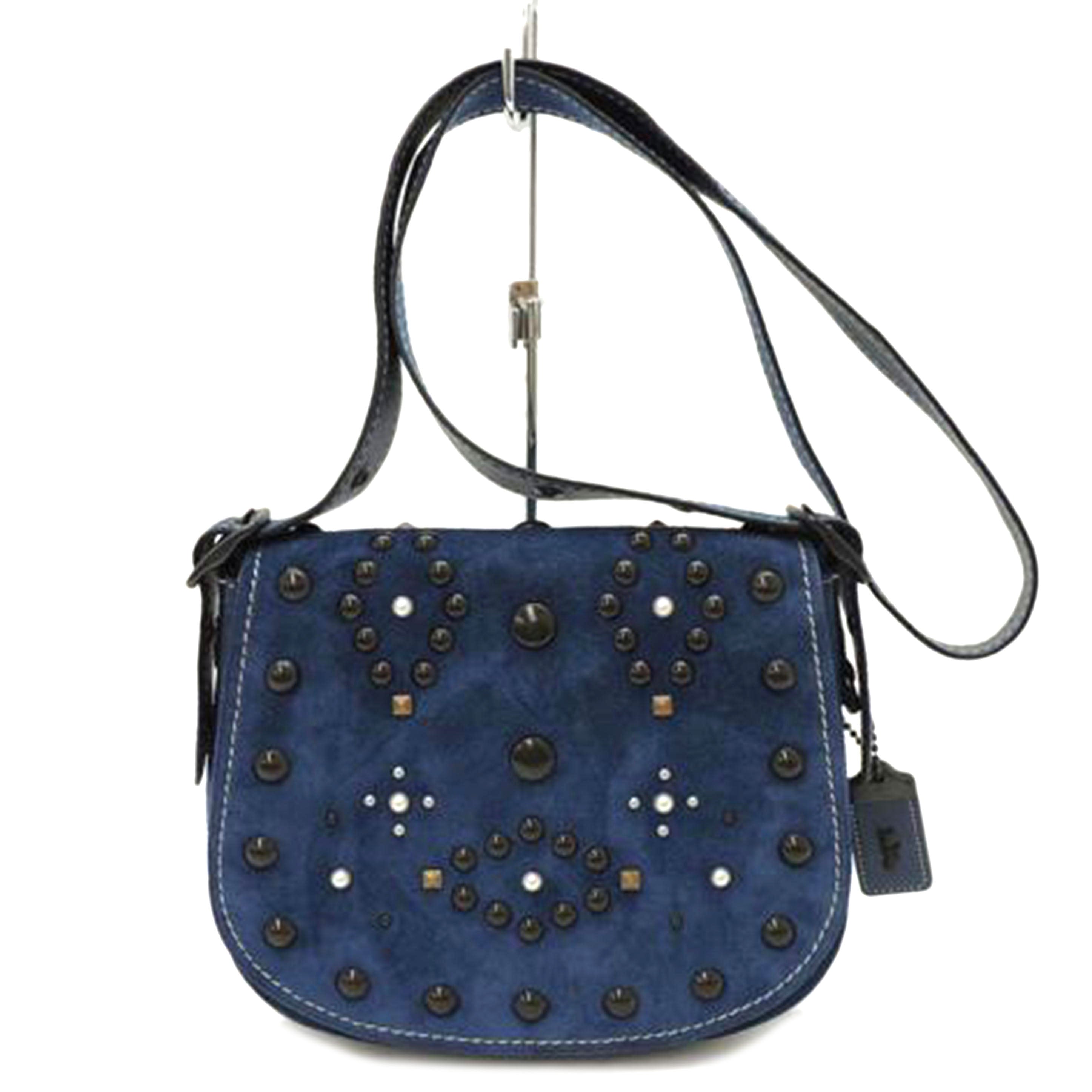 COACH コーチ スウェード 斜め掛け 肩掛け 青 レディース /ウエスタンリベットサドルショルダー/ブルー/20115//SD/Aランク/69