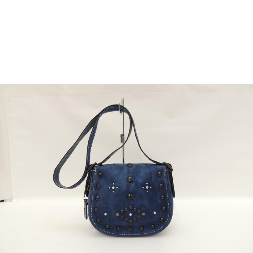 COACH コーチ スウェード 斜め掛け 肩掛け 青 レディース /ウエスタンリベットサドルショルダー/ブルー/20115//SD/Aランク/69