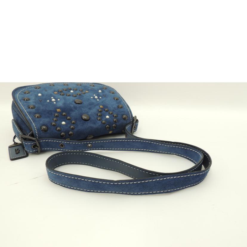 COACH コーチ スウェード 斜め掛け 肩掛け 青 レディース /ウエスタンリベットサドルショルダー/ブルー/20115//SD/Aランク/69