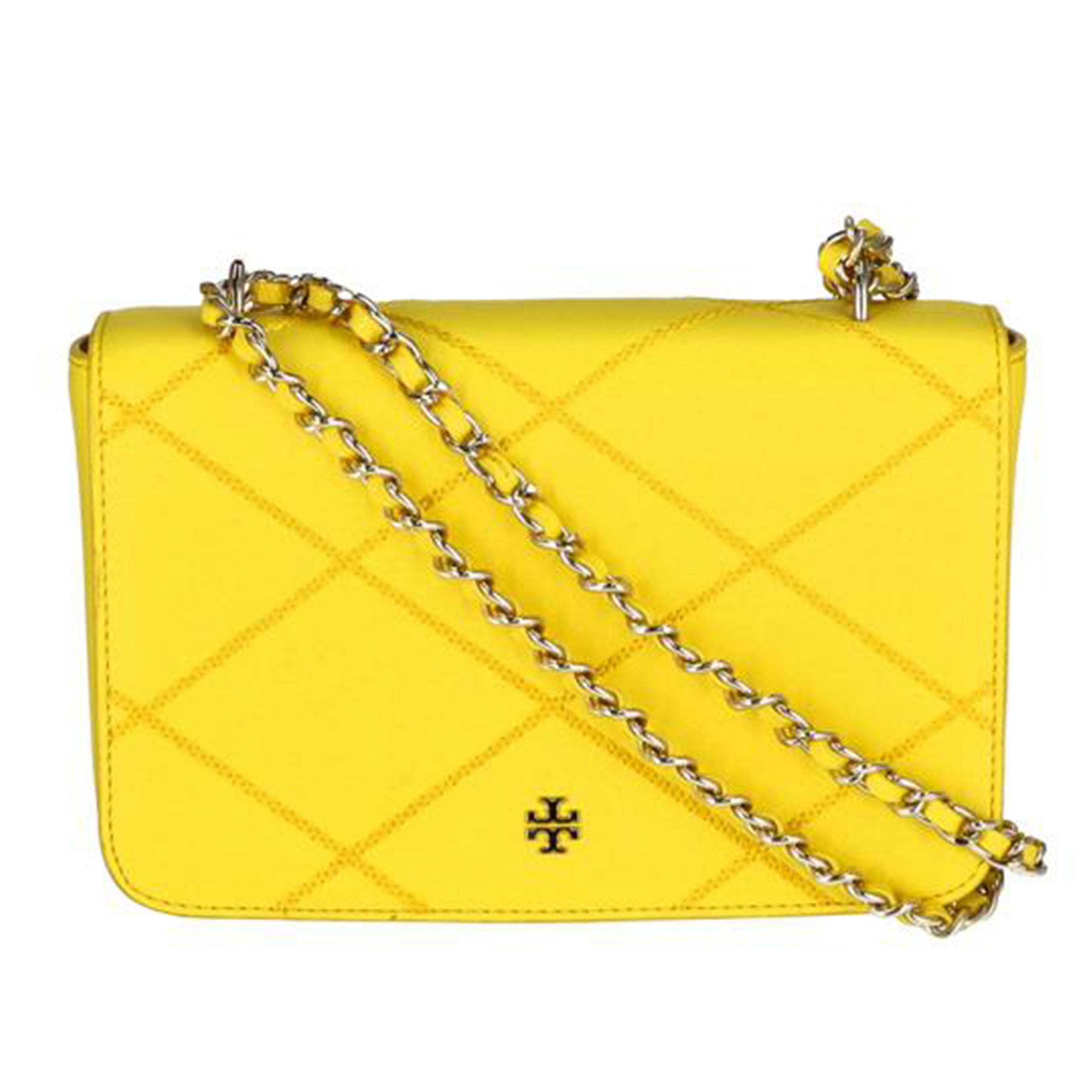 TORY BURCH トリーバーチ/レザーステッチフラップチェーンショルダー/イエロー//ABランク/75