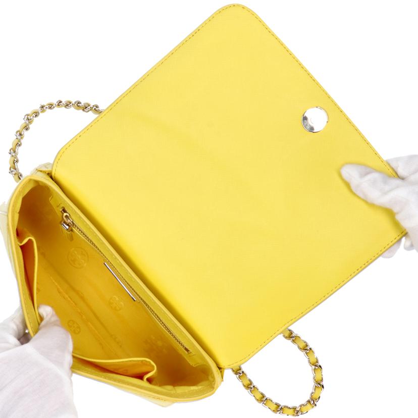 TORY BURCH トリーバーチ/レザーステッチフラップチェーンショルダー/イエロー//ABランク/75