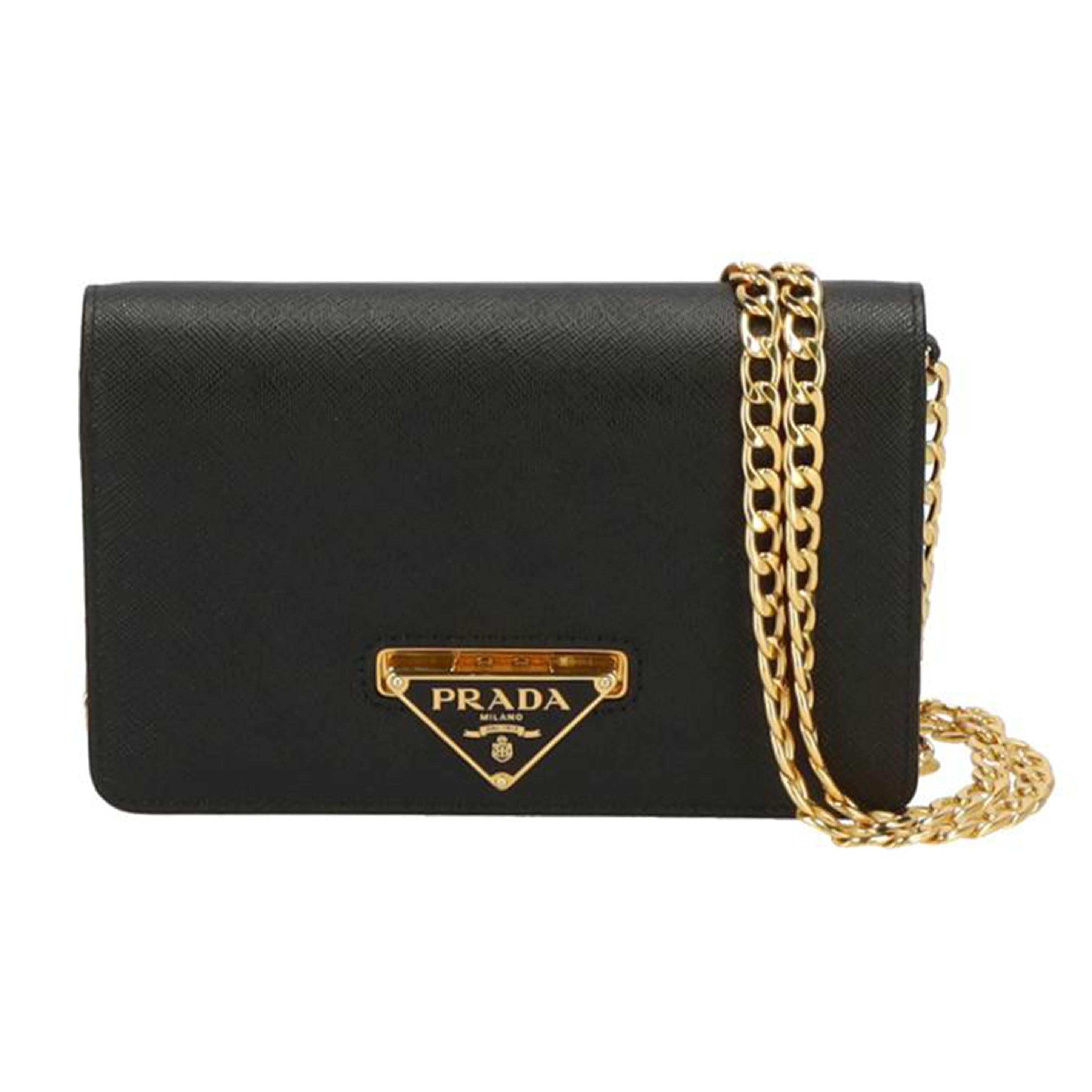 PRADA プラダ/チェーンウォレット/サフィアーノ/ネロ/1BP006//Aランク/75