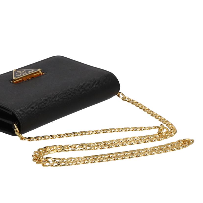 PRADA プラダ/チェーンウォレット/サフィアーノ/ネロ/1BP006//Aランク/75