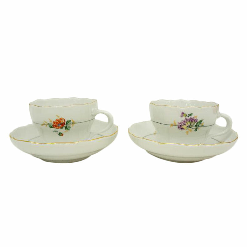 MEISSEN マイセン/金彩・2種類の花 2客セット//ABランク/05