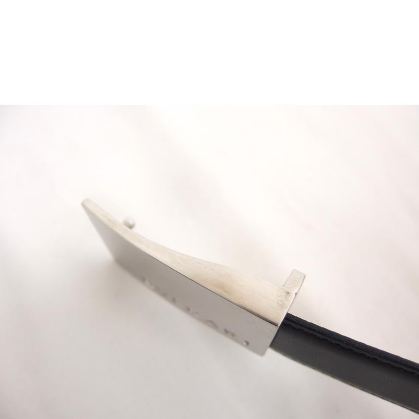 BVLGARI ブルガリ レザーベルト ブラック×キャメル/スクエアロゴバックル/シルバー金具/リバーシブルレザーベルト//ABランク/04