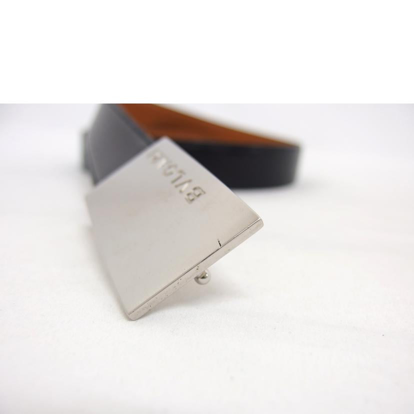 BVLGARI ブルガリ レザーベルト ブラック×キャメル/スクエアロゴバックル/シルバー金具/リバーシブルレザーベルト//ABランク/04