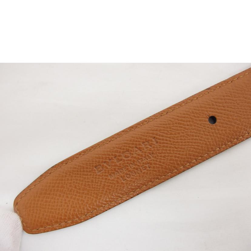 BVLGARI ブルガリ レザーベルト ブラック×キャメル/スクエアロゴバックル/シルバー金具/リバーシブルレザーベルト//ABランク/04