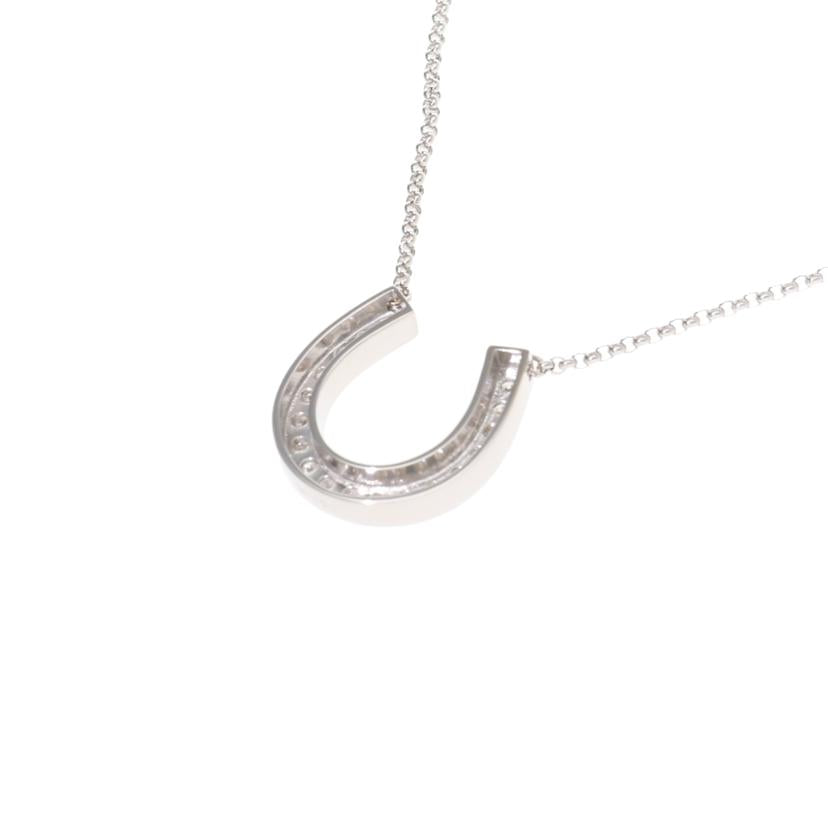 /K18WGダイヤ馬蹄ネックレス0.30//Aランク/75