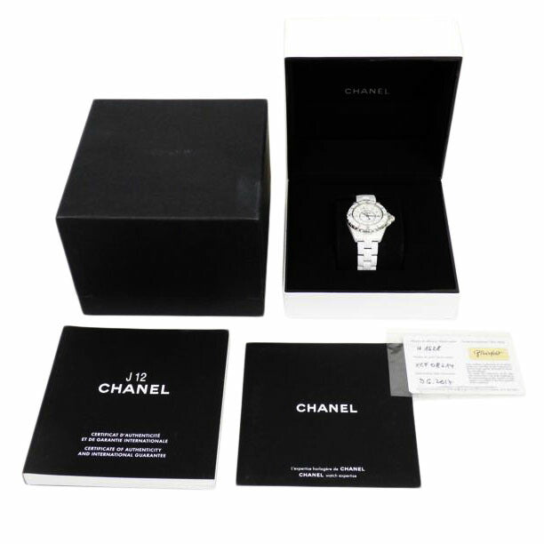 CHANEL シャネル/J12 ホワイト セラミック 12Pダイヤ/H 1628//X.C.F. 08214/Aランク/64