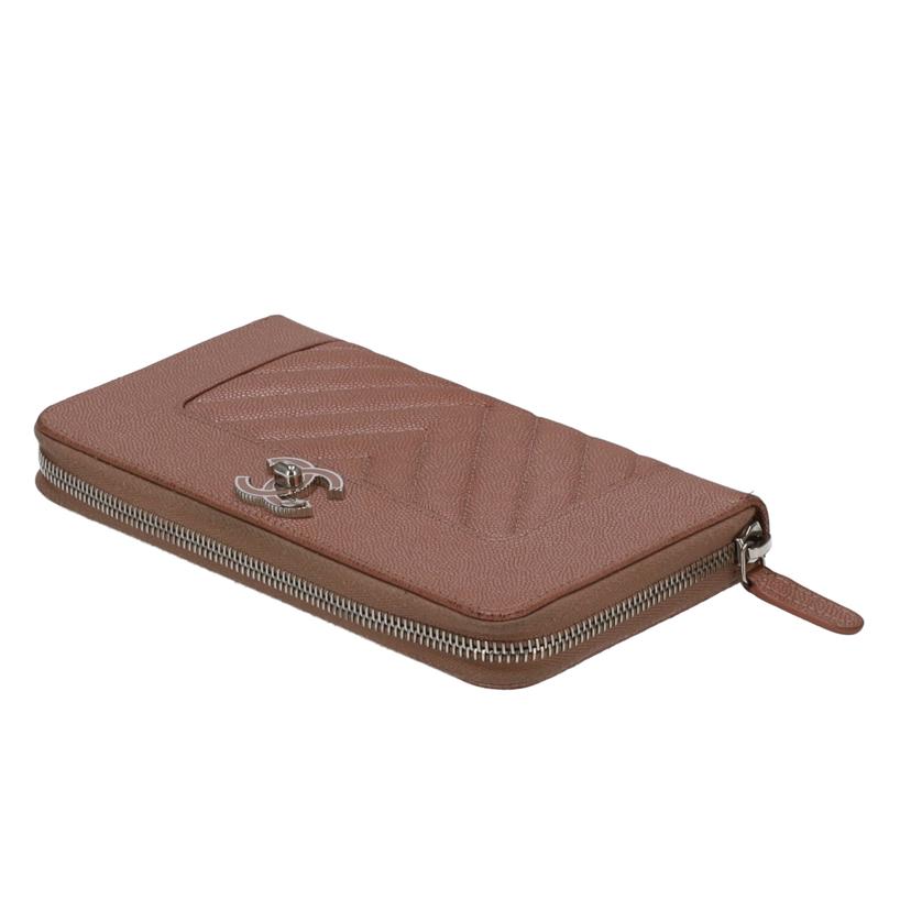 CHANEL シャネル/Vステッチラウンドジップ長財布 //27296848/Bランク/75