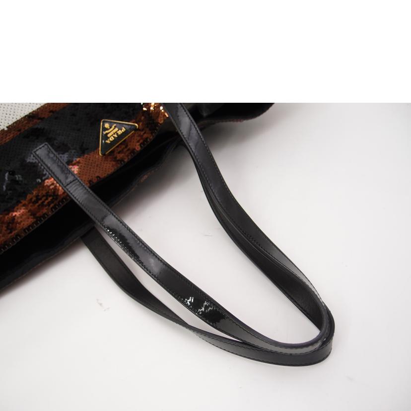 PRADA プラダ ショルダー 肩掛け レディース/スパンコールラージトート/ブラック//110/Aランク/69
