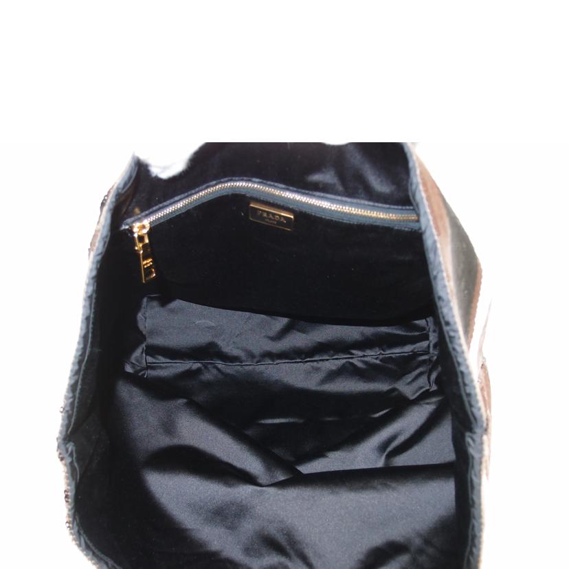 PRADA プラダ ショルダー 肩掛け レディース/スパンコールラージトート/ブラック//110/Aランク/69