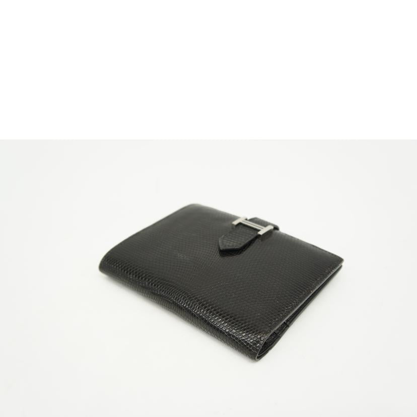 HERMES エルメス/ベアンコンパクト /リザード/ブラック//□N刻印 2010年製/Bランク/05