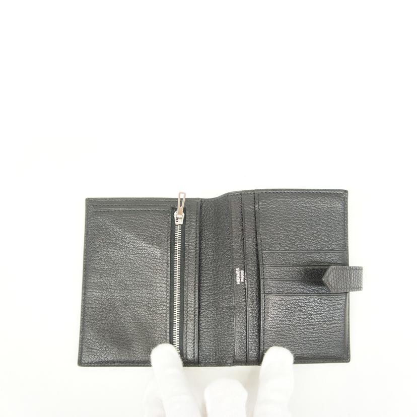 HERMES エルメス/ベアンコンパクト /リザード/ブラック//□N刻印 2010年製/Bランク/05