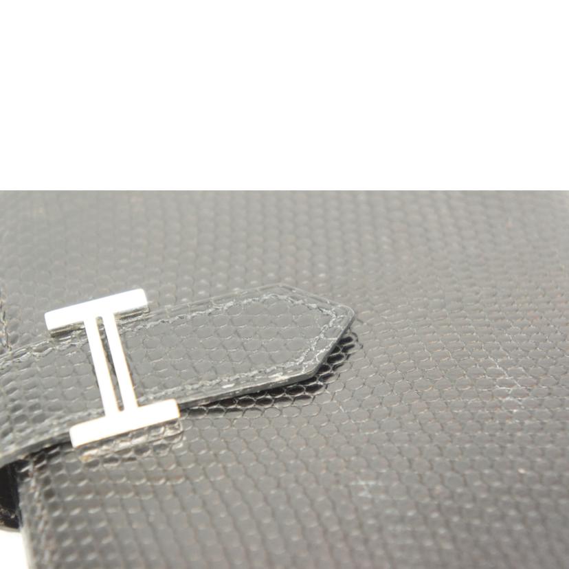 HERMES エルメス/ベアンコンパクト /リザード/ブラック//□N刻印 2010年製/Bランク/05