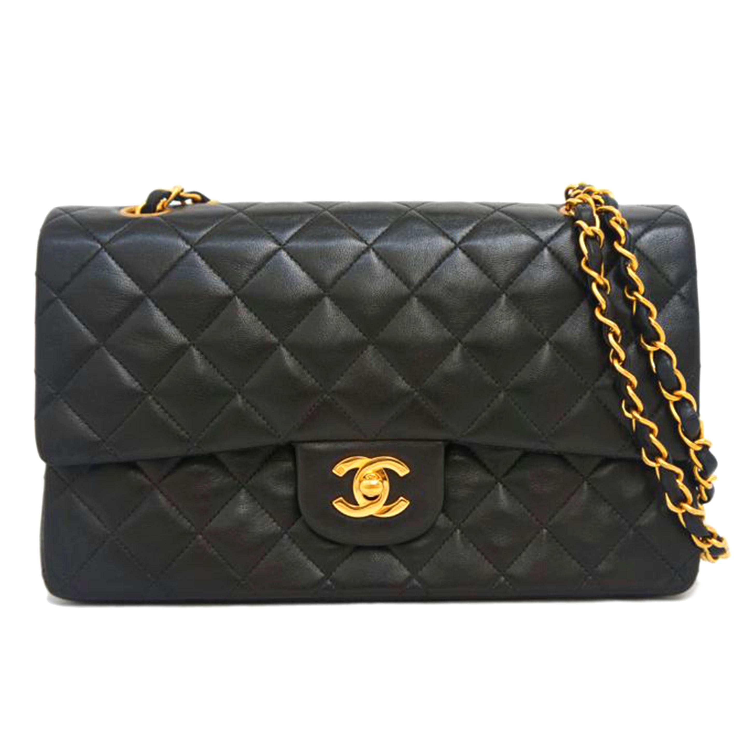 CHANEL シャネル/マトラッセ ラムスキンダブルフラップチェーン BLK/GLD//3498330/Bランク/09