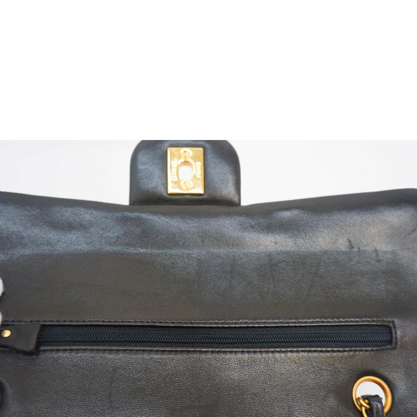 CHANEL シャネル/マトラッセ ラムスキンダブルフラップチェーン BLK/GLD//3498330/Bランク/09