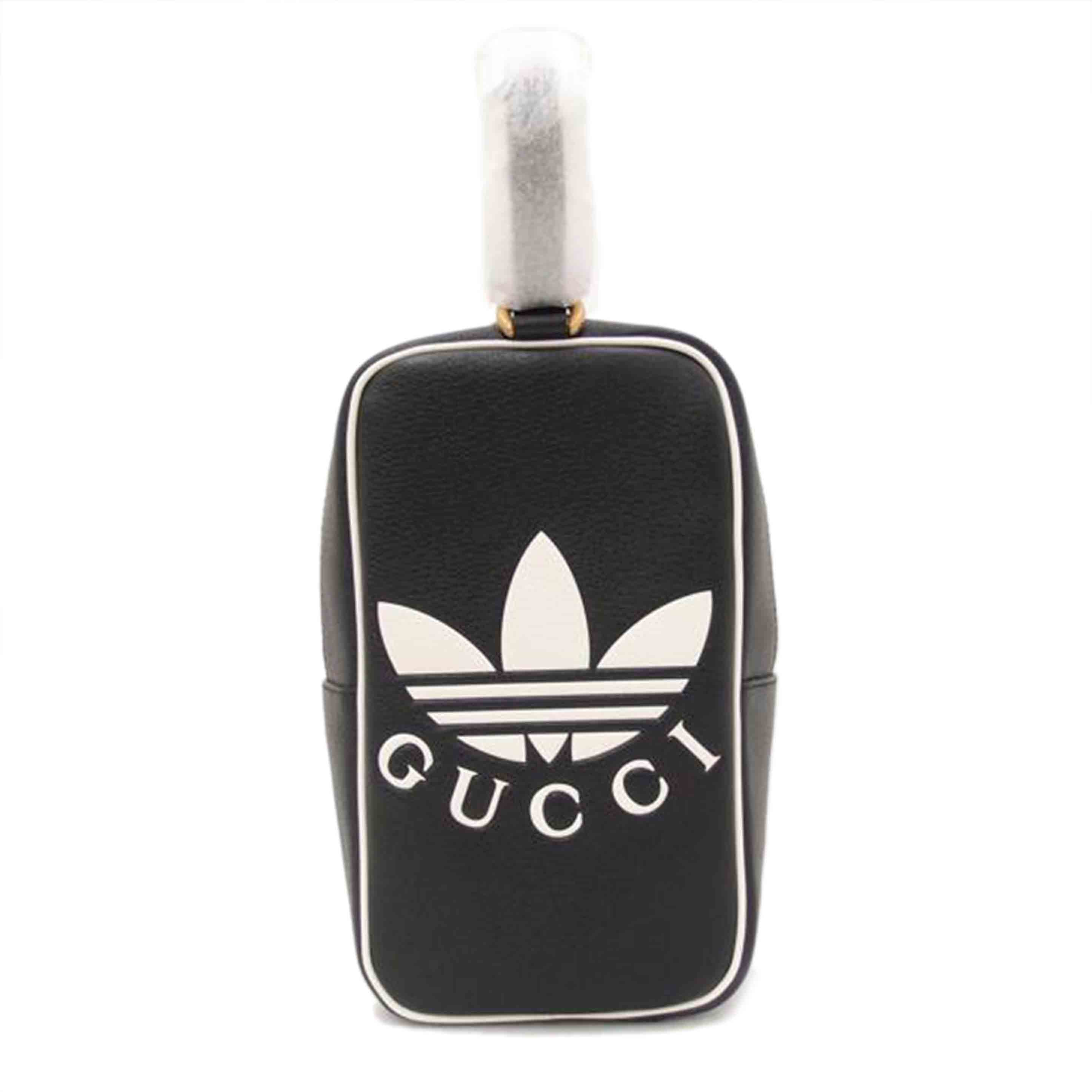 GUCCI グッチ アディダス ミニトップハンドバック 黒 メンズ レディース /adidasコラボ ハンドルバッグ/ブラック/702387//493***/Sランク/69