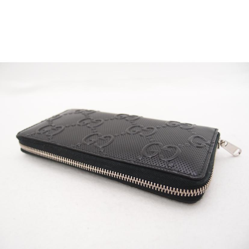 GUCCI グッチ 黒 GG柄 ジップ長財布 メンズ /GGエンボス・ラウンドファスナー長財布/ブラック/625558//203***/SAランク/69