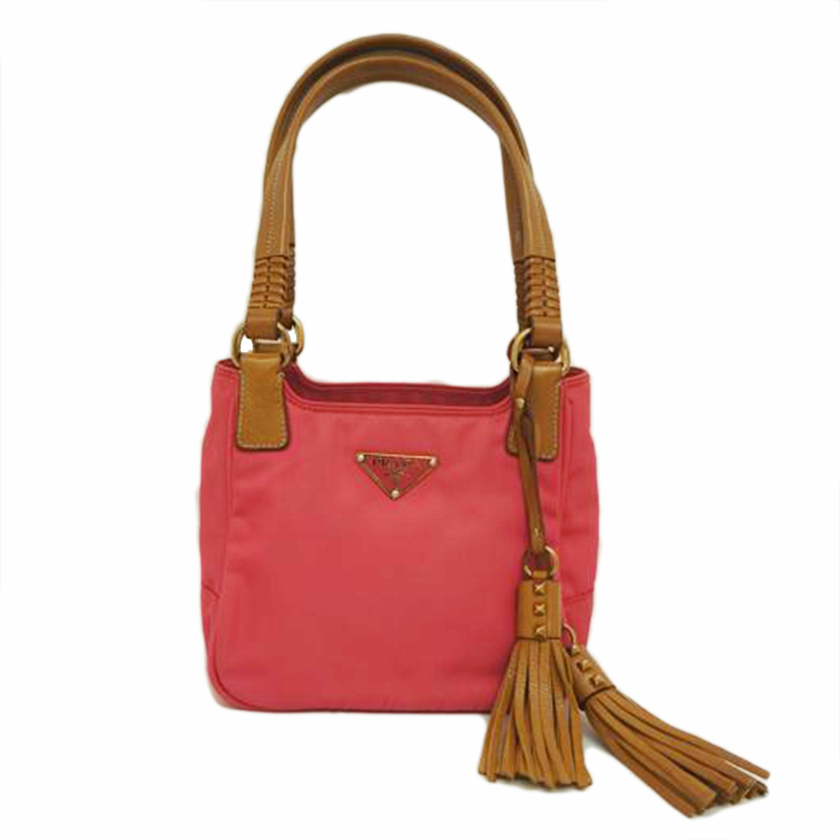 PRADA プラダ/PRADA ナイロンレザーハンドバック PINK//Bランク/09