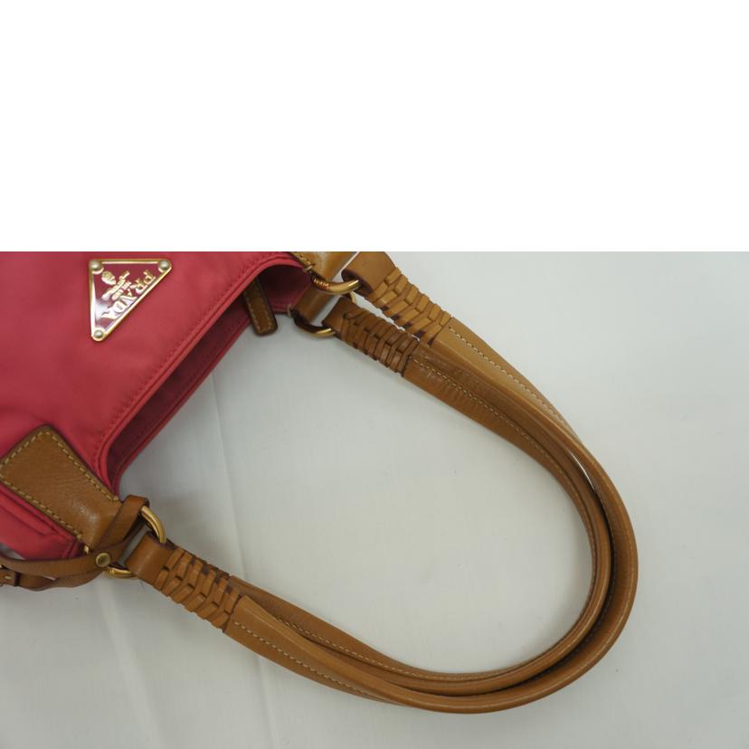 PRADA プラダ/PRADA ナイロンレザーハンドバック PINK//Bランク/09