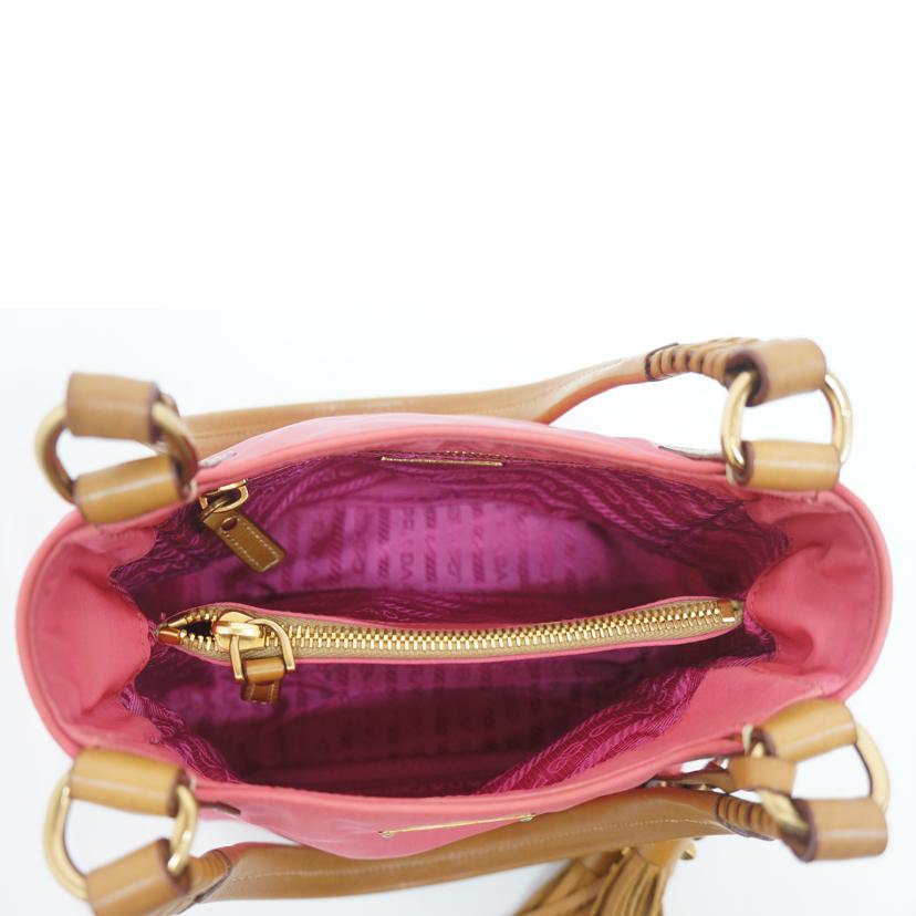 PRADA プラダ/PRADA ナイロンレザーハンドバック PINK//Bランク/09