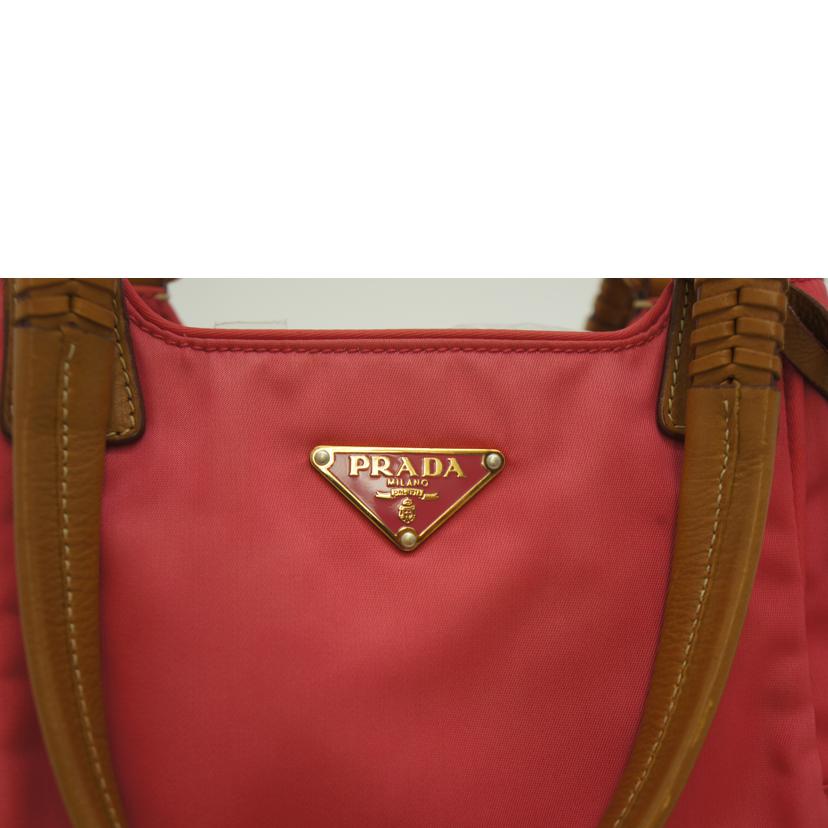 PRADA プラダ/PRADA ナイロンレザーハンドバック PINK//Bランク/09