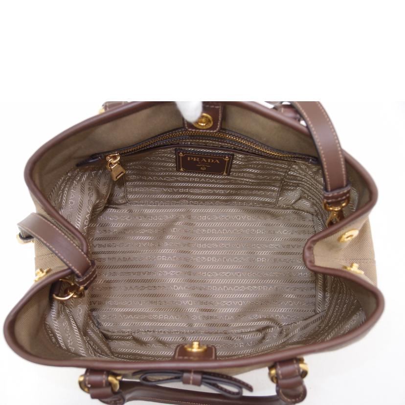 PRADA プラダ ハンドバッグ トートバック ハンドバッグ 肩掛け 斜め掛け キャンバス 茶 レディース/ジャガードロゴ2wayトート/ブラウン/1BA841//204/SAランク/69